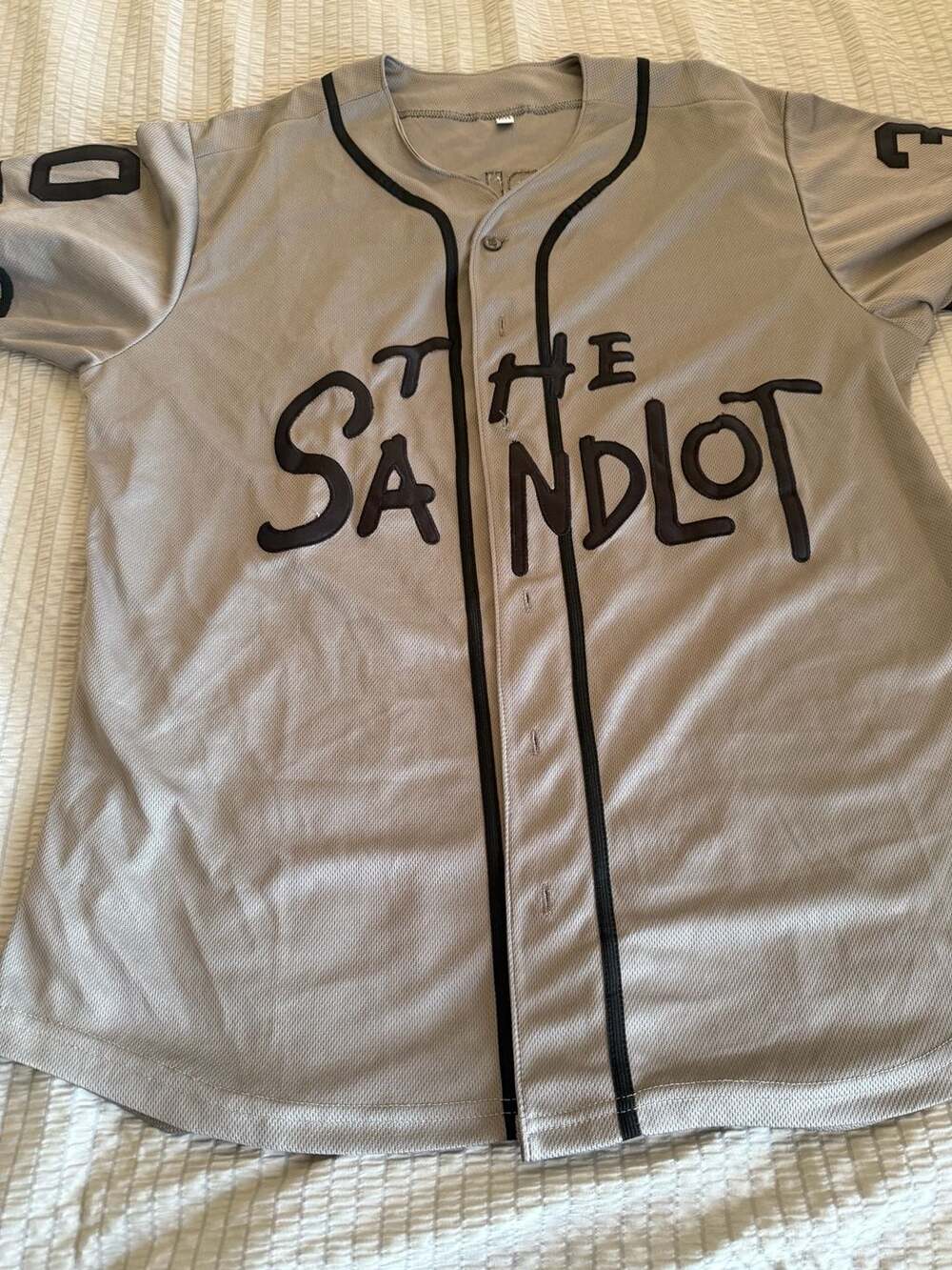 The Sandlot Benny The Jet Rodriguez #30 Stitched Grey Baseball Jersey